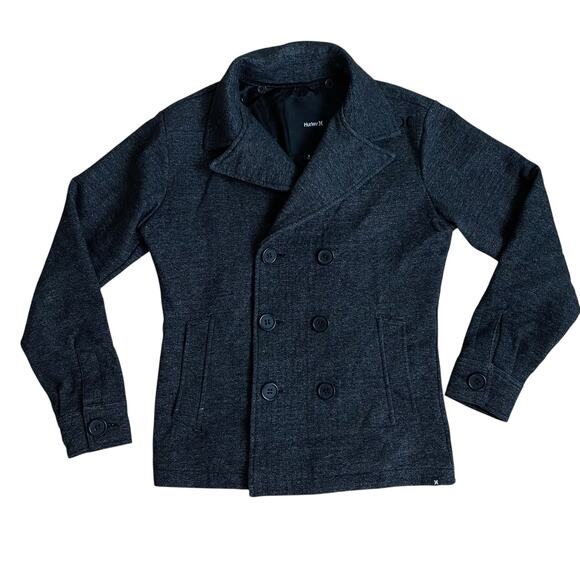 Hurley Lined Gray Double Breasted Peacoat Jacket Womens Small - Picture 1 of 6